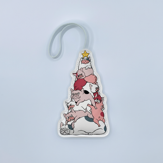 Christmas Dog Leather Bag Charm – Cute Puppy Tree Keychain Gift for Dog Lovers – Handmade Animal Purse Keychain Accessory for Tote & Handbag